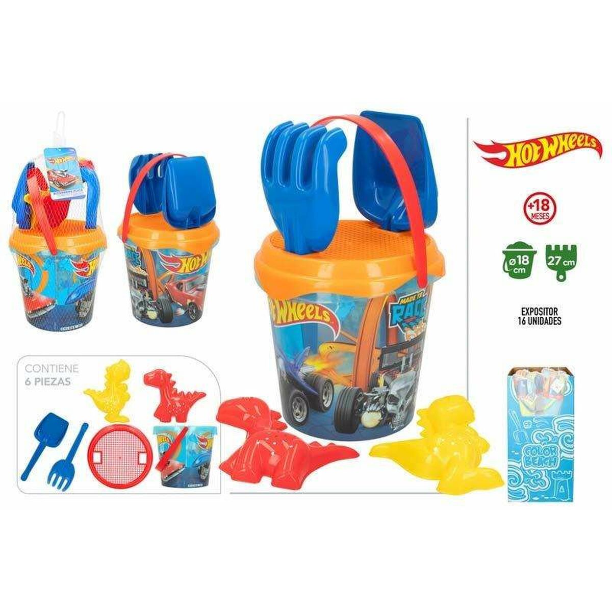 Conjunto de brinquedos de praia Hot Wheels Ø 18 cm